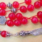 RED JADE STERLING GREEK KOMBOLOI WORRY BEADS