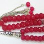 TESBIH WORRY BEADS SUBHA  66 FACETED RUBY & STERLING