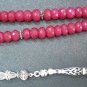 TESBIH WORRY BEADS SUBHA 66 FACETED RUBY & STERLING