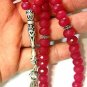 TESBIH WORRY BEADS SUBHA 66 FACETED RUBY & STERLING