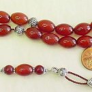 GREEK KOMBOLOI OVAL CARNELIAN AND STERLING WORRY BEADS