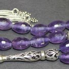 LUXURY PRAYER BEADS TESBIH KOMBOLOI AAGRADE AMETHYST & STERLING COLLECTOR'S