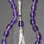 LUXURY PRAYER BEADS TESBIH KOMBOLOI AAGRADE AMETHYST & STERLING COLLECTOR'S