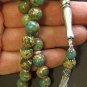 PRAYER WORRY BEADS TESBIH VARISCITE & HEAVY STERLING - LUXURY COLLECTIBLE