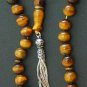 PRAYER BEADS TESBIH KOMBOLOI TIGER EYE & STERLING 10MM BEADS PERFECT COMPLETE