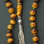 PRAYER BEADS TESBIH KOMBOLOI TIGER EYE & STERLING 10MM BEADS PERFECT COMPLETE