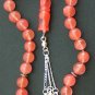 PRAYER BEADS TESBIH KOMBOLOI PINK QUARTZ & STERLING 10MM BEADS PERFECT COMPLETE