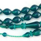 PRAYER BEADS TESBIH GREEN TURKISH AMBER CATALIN RARE COLOR SUPERIOR CARVING