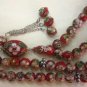 PRAYER BEADS CLOISONNE RED & GOLD  99 BEAD