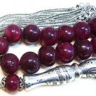 PRAYER WORRY BEADS GEBETSKETTE TESBIH KOMBOLOI LARGE GENUINE RUBY STERLING