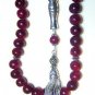 PRAYER WORRY BEADS GEBETSKETTE TESBIH KOMBOLOI LARGE GENUINE RUBY STERLING