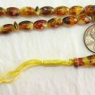 PRAYER WORRY BEADS REAL COGNAC AMBER + MOP- SMALL OVAL FANTASTIC NEW MATERIAL
