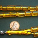 PRAYER BEADS CYLINDER BARREL AMBER RESIN WITH INSECTS IN EACH BEAD - RARELY SEEN