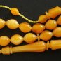 PRAYER BEADS TESBIH BUTTERSCOTCH TURKISH AMBER SUFI SUPERIOR CARVING COLLECTOR'S