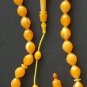 PRAYER BEADS TESBIH BUTTERSCOTCH TURKISH AMBER SUFI SUPERIOR CARVING COLLECTOR'S