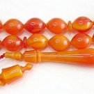 PRAYER BEADS WAVY ORANGE TURKISH AMBER SUFI SUPERIOR CARVING COLLECTOR'S ITEM