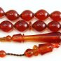 PRAYER BEADS COGNAC COLOR TURKISH AMBER SUFI CARVING
