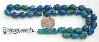 PRAYER WORRY BEADS KOMBOLOI OVAL CHRISOCOLLA & STERLING