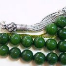 DEEP GREEN JADE AND STERLING GREEK KOMBOLOI WORRY BEADS