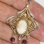 Art Nouveau Antique Gilded Sterling Filigree Cameo Italian Pendant w Rubies