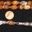 LUXURY PRAYER BEADS TASBIH AA BOTSWANA AGATE & STERLING TOP QUALITY- COLLECTOR'S