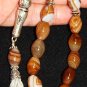 LUXURY PRAYER BEADS TASBIH AA BOTSWANA AGATE & STERLING TOP QUALITY- COLLECTOR'S