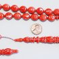 PRAYER BEADS TESBIH RED  & WHITE MARBLED VINTAGE GALALITH UNIQUE XR COLLECTOR'S