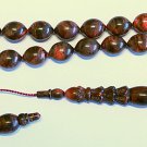 PRAYER BEADS TESBIH RED & BROWN MARBLED VINTAGE GALALITH UNIQUE XR COLLECTOR'S