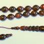 PRAYER BEADS TESBIH RED & BROWN MARBLED VINTAGE GALALITH UNIQUE XR COLLECTOR'S