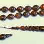 PRAYER BEADS TESBIH RED & BROWN MARBLED VINTAGE GALALITH UNIQUE XR COLLECTOR'S