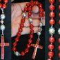 ANGLICAN ROSARY PRAYER BEADS SPONGE RED CORAL AND STERLING SILVER