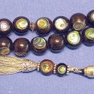 TESBIH PRAYER BEADS KOMBOLOI EBONY INLAID W PAUA SHELL UNIQUE COLLECTO'RS XXR