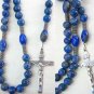 CATHOLIC ROSARY PRAYER BEADS LAPIS LAZULI & HEAVY STERLING