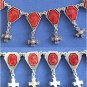 1950 Vintage Enameled Rosary Centers Repurposed into Necklace W Coral & Sterling