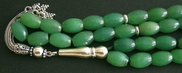PRAYER BEADS TESBIH KOMBOLOI NEPHRITE JADE & STERLING SILVER