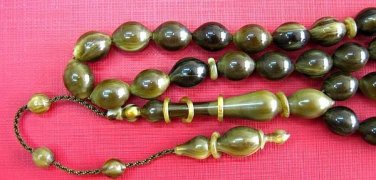 Prayer Beads Sandalous Turkish Amber Sikma Kehribar - Superior Carving