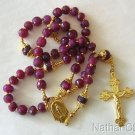 Catholic Rosary Rosenkranz genuine faceted Ruby and Vermeil