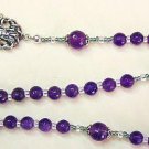 Wearable Catholic Rosary or necklace faceted amethyst & Sterling Silver