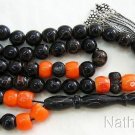 Tesbih Islamic prayer beads Vintage Yusr, Coral & Sterling Silver - Collector's
