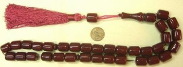 PRAYER WORRY BEADS TESBIH STRAIGHT BARREL BURGUNDY FATURAN TYPE RESIN