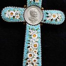 Antique Papal micro mosaic cross - crucifix PIUS X, Exceptional and very Rare