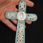 Antique Papal micro mosaic cross - crucifix PIUS X, Exceptional and very Rare