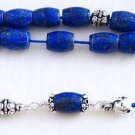 Greek Komboloi Exceptionnal Barrel Afgan Lapis Lazuli & Sterling - Collector's