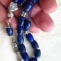 Greek Komboloi Exceptionnal Barrel Afgan Lapis Lazuli & Sterling - Collector's