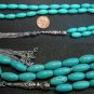 PRAYER BEADS TESBIH LONG OVAL TURQUOISE & STERLING SILVER