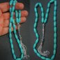PRAYER BEADS TESBIH LONG OVAL TURQUOISE & STERLING SILVER