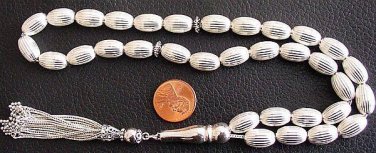 PRAYER BEADS TESBIH ALL STERLING SILVER  - IMPRESSIVE AND HEAVY