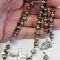 Catholic Rosay Prayer Beads Golden Teal Fresh Water Pearls