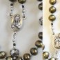 Catholic Rosay Prayer Beads Golden Teal Fresh Water Pearls