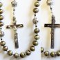 Catholic Rosay Prayer Beads Golden Teal Fresh Water Pearls